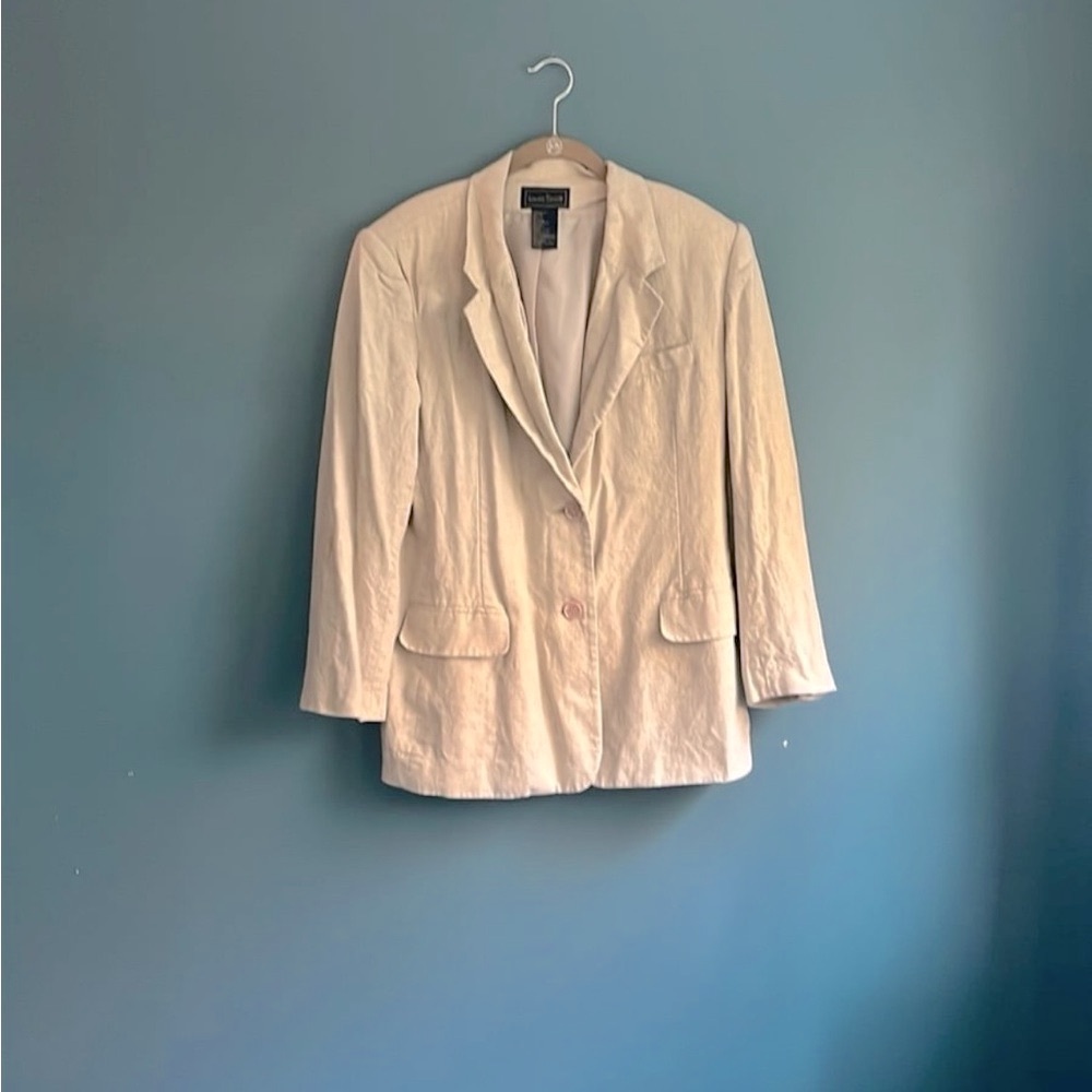 Laura Scott Tan button up blazer jacket women’s size 14